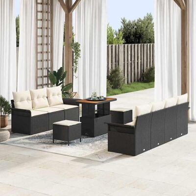 vidaXL Gartensofa-set mit Kissen 10 pcs Schwarz Poly-Rattan - Schwarz vidaXL Gartensofa-set mit Kissen 10 pcs Schwarz Poly-Rattan - Schwarz