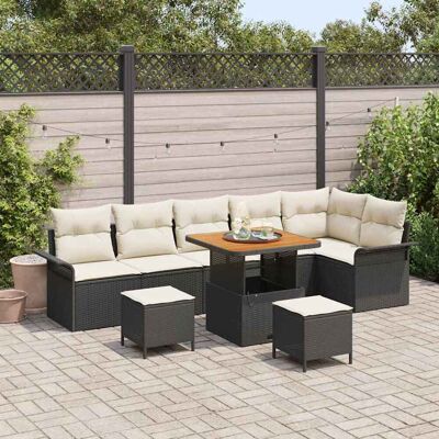 vidaXL Gartensofa-set mit Kissen 9 pcs Schwarz Poly-Rattan - Schwarz vidaXL Gartensofa-set mit Kissen 9 pcs Schwarz Poly-Rattan - Schwarz
