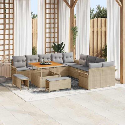 vidaXL Gartensofa-set mit Kissen 13 pcs Beige Poly-Rattan - Beige vidaXL Gartensofa-set mit Kissen 13 pcs Beige Poly-Rattan - Beige