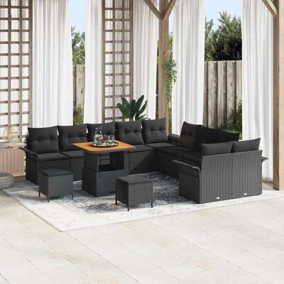 vidaXL Gartensofa-set mit Kissen 13 pcs Schwarz Poly-Rattan - Schwarz vidaXL Gartensofa-set mit Kissen 13 pcs Schwarz Poly-Rattan - Schwarz