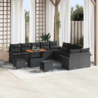 vidaXL Gartensofa-set mit Kissen 13 pcs Schwarz Poly-Rattan - Schwarz vidaXL Gartensofa-set mit Kissen 13 pcs Schwarz Poly-Rattan - Schwarz