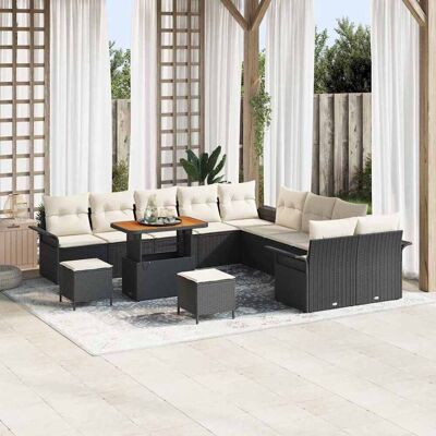 vidaXL Gartensofa-set mit Kissen 13 pcs Schwarz Poly-Rattan - Schwarz vidaXL Gartensofa-set mit Kissen 13 pcs Schwarz Poly-Rattan - Schwarz