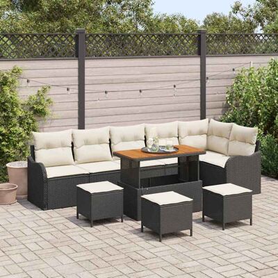 vidaXL Gartensofa-set mit Kissen 10 pcs Schwarz Poly-Rattan - Schwarz vidaXL Gartensofa-set mit Kissen 10 pcs Schwarz Poly-Rattan - Schwarz
