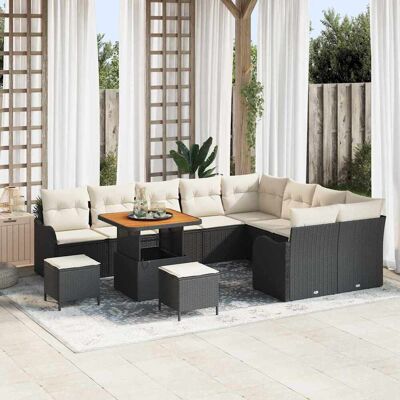 vidaXL Gartensofa-set mit Kissen 12 pcs Schwarz Poly-Rattan - Schwarz vidaXL Gartensofa-set mit Kissen 12 pcs Schwarz Poly-Rattan - Schwarz