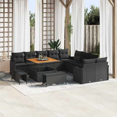 vidaXL Garten-Sofa-Set 13 pcs Schwarz Poly-Rattan - Schwarz vidaXL Garten-Sofa-Set 13 pcs Schwarz Poly-Rattan - Schwarz