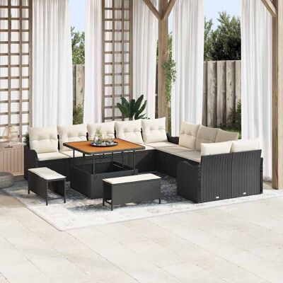 vidaXL Garten-Sofa-Set mit Kissen 13 pcs Schwarz Poly-Rattan - Schwarz vidaXL Garten-Sofa-Set mit Kissen 13 pcs Schwarz Poly-Rattan - Schwarz