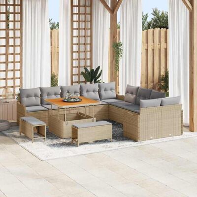vidaXL Garten-Sofa-Set mit Kissen 13 pcs Beige Poly-Rattan - Beige vidaXL Garten-Sofa-Set mit Kissen 13 pcs Beige Poly-Rattan - Beige