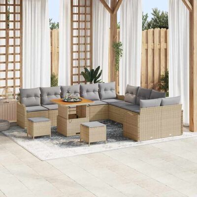 vidaXL Garten-Sofa-Set 13 pcs Beige Poly-Rattan - Beige vidaXL Garten-Sofa-Set 13 pcs Beige Poly-Rattan - Beige
