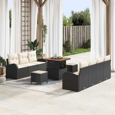 vidaXL Gartensofa-set mit Kissen 10 pcs Schwarz Poly-Rattan - Schwarz vidaXL Gartensofa-set mit Kissen 10 pcs Schwarz Poly-Rattan - Schwarz