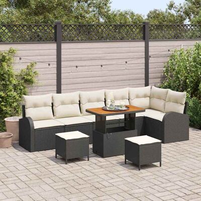 vidaXL Gartensofa-set mit Kissen 9 pcs Schwarz Poly-Rattan - Schwarz vidaXL Gartensofa-set mit Kissen 9 pcs Schwarz Poly-Rattan - Schwarz