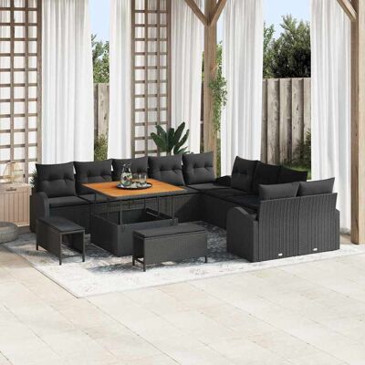 vidaXL Gartensofa-set mit Kissen 13 pcs Schwarz Poly-Rattan - Schwarz vidaXL Gartensofa-set mit Kissen 13 pcs Schwarz Poly-Rattan - Schwarz