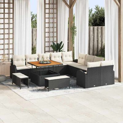 vidaXL Gartensofa-set mit Kissen 13 pcs Schwarz Poly-Rattan - Schwarz vidaXL Gartensofa-set mit Kissen 13 pcs Schwarz Poly-Rattan - Schwarz