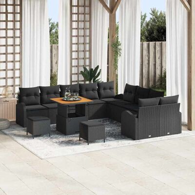 vidaXL Gartensofa-set mit Kissen 13 pcs Schwarz Poly-Rattan - Schwarz vidaXL Gartensofa-set mit Kissen 13 pcs Schwarz Poly-Rattan - Schwarz