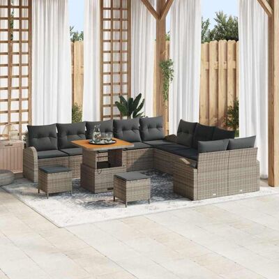vidaXL Gartensofa-set mit Kissen 13 pcs Grau Poly-Rattan - Grau vidaXL Gartensofa-set mit Kissen 13 pcs Grau Poly-Rattan - Grau