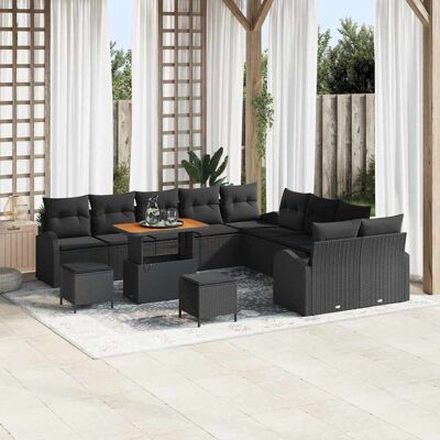 vidaXL Gartensofa-set mit Kissen 13 pcs Schwarz Poly-Rattan - Schwarz vidaXL Gartensofa-set mit Kissen 13 pcs Schwarz Poly-Rattan - Schwarz