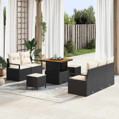 vidaXL Gartensofa-set mit Kissen 8 pcs Schwarz Poly-Rattan - Schwarz vidaXL Gartensofa-set mit Kissen 8 pcs Schwarz Poly-Rattan - Schwarz