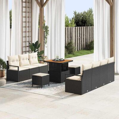 vidaXL Gartensofa-set mit Kissen 10 pcs Schwarz Poly-Rattan - Schwarz vidaXL Gartensofa-set mit Kissen 10 pcs Schwarz Poly-Rattan - Schwarz