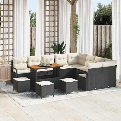 vidaXL Gartensofa-set mit Kissen 13 pcs Schwarz Poly-Rattan - Schwarz vidaXL Gartensofa-set mit Kissen 13 pcs Schwarz Poly-Rattan - Schwarz