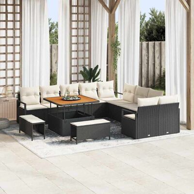 vidaXL Gartensofa-set mit Kissen 13 pcs Schwarz Poly-Rattan - Schwarz vidaXL Gartensofa-set mit Kissen 13 pcs Schwarz Poly-Rattan - Schwarz