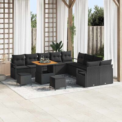 vidaXL Gartensofa-set mit Kissen 13 pcs Schwarz Poly-Rattan - Schwarz vidaXL Gartensofa-set mit Kissen 13 pcs Schwarz Poly-Rattan - Schwarz