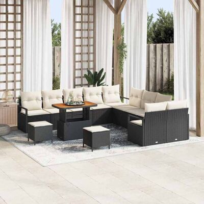 vidaXL Gartensofa-set mit Kissen 13 pcs Schwarz Poly-Rattan - Schwarz vidaXL Gartensofa-set mit Kissen 13 pcs Schwarz Poly-Rattan - Schwarz