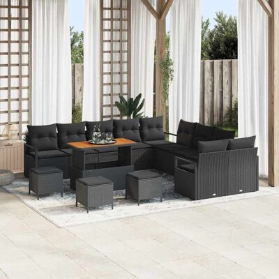 vidaXL Gartensofa-set mit Kissen 14 pcs Schwarz Poly-Rattan - Schwarz vidaXL Gartensofa-set mit Kissen 14 pcs Schwarz Poly-Rattan - Schwarz