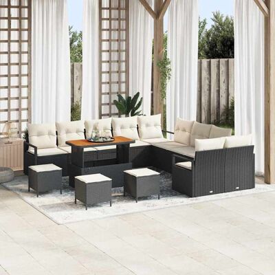 vidaXL Gartensofa-set mit Kissen 14 pcs Schwarz Poly-Rattan - Schwarz vidaXL Gartensofa-set mit Kissen 14 pcs Schwarz Poly-Rattan - Schwarz