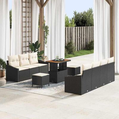 vidaXL Gartensofa-set mit Kissen 10 pcs Schwarz Poly-Rattan - Schwarz vidaXL Gartensofa-set mit Kissen 10 pcs Schwarz Poly-Rattan - Schwarz