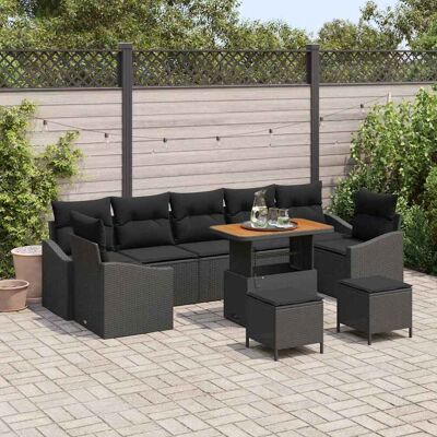 vidaXL Gartensofa-set mit Kissen 10 pcs Schwarz Poly-Rattan - Schwarz vidaXL Gartensofa-set mit Kissen 10 pcs Schwarz Poly-Rattan - Schwarz
