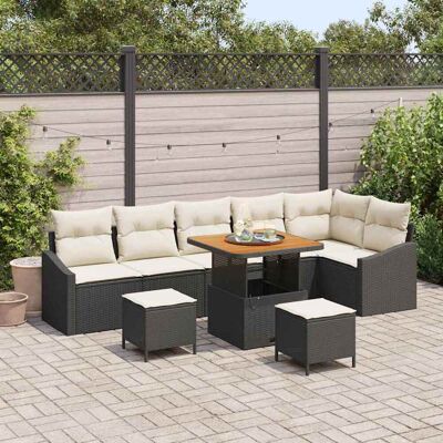 vidaXL Gartensofa-set mit Kissen 9 pcs Schwarz Poly-Rattan - Schwarz vidaXL Gartensofa-set mit Kissen 9 pcs Schwarz Poly-Rattan - Schwarz