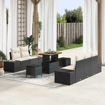 vidaXL Gartensofa-set mit Kissen 8 pcs Schwarz Poly-Rattan - Schwarz vidaXL Gartensofa-set mit Kissen 8 pcs Schwarz Poly-Rattan - Schwarz