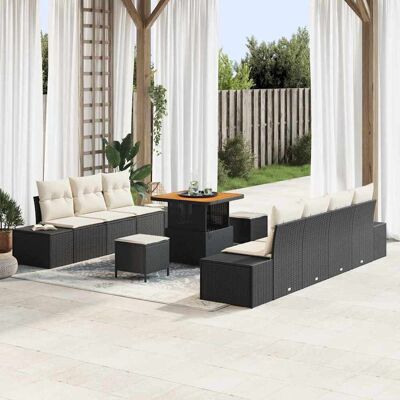 vidaXL Gartensofa-set mit Kissen 10 pcs Schwarz Poly-Rattan - Schwarz vidaXL Gartensofa-set mit Kissen 10 pcs Schwarz Poly-Rattan - Schwarz