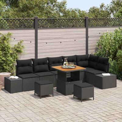 vidaXL Gartensofa-set mit Kissen 9 pcs Schwarz Poly-Rattan - Schwarz vidaXL Gartensofa-set mit Kissen 9 pcs Schwarz Poly-Rattan - Schwarz