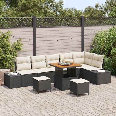 vidaXL Gartensofa-set mit Kissen 9 pcs Schwarz Poly-Rattan - Schwarz vidaXL Gartensofa-set mit Kissen 9 pcs Schwarz Poly-Rattan - Schwarz
