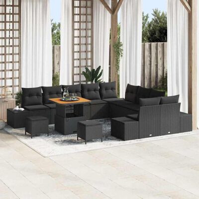 vidaXL Gartensofa-set mit Kissen 13 pcs Schwarz Poly-Rattan - Schwarz vidaXL Gartensofa-set mit Kissen 13 pcs Schwarz Poly-Rattan - Schwarz