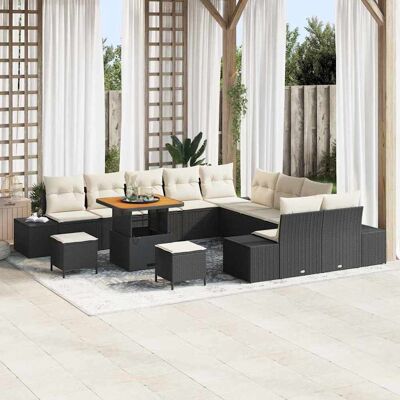 vidaXL Gartensofa-set mit Kissen 13 pcs Schwarz Poly-Rattan - Schwarz vidaXL Gartensofa-set mit Kissen 13 pcs Schwarz Poly-Rattan - Schwarz
