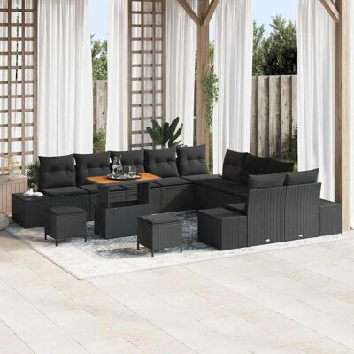 vidaXL Gartensofa-set mit Kissen 13 pcs Schwarz Poly-Rattan - Schwarz vidaXL Gartensofa-set mit Kissen 13 pcs Schwarz Poly-Rattan - Schwarz