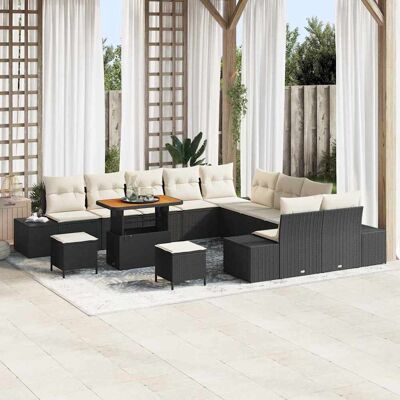 vidaXL Gartensofa-set mit Kissen 13 pcs Schwarz Poly-Rattan - Schwarz vidaXL Gartensofa-set mit Kissen 13 pcs Schwarz Poly-Rattan - Schwarz