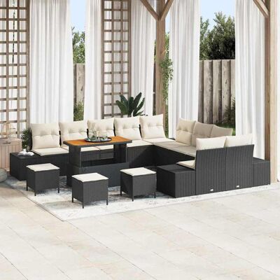 vidaXL Gartensofa-set mit Kissen 14 pcs Schwarz Poly-Rattan - Schwarz vidaXL Gartensofa-set mit Kissen 14 pcs Schwarz Poly-Rattan - Schwarz