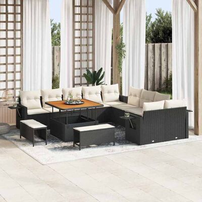 vidaXL Gartensofa-set mit Kissen 13 pcs Schwarz Poly-Rattan - Schwarz vidaXL Gartensofa-set mit Kissen 13 pcs Schwarz Poly-Rattan - Schwarz
