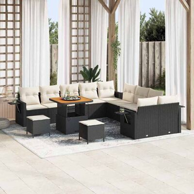 vidaXL Gartensofa-set mit Kissen 13 pcs Schwarz Poly-Rattan - Schwarz vidaXL Gartensofa-set mit Kissen 13 pcs Schwarz Poly-Rattan - Schwarz