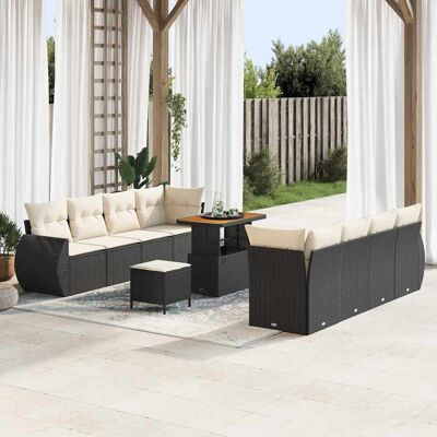 vidaXL Garten-Sofa-Set mit Speicher 11 pcs Schwarz Poly Rattan - Schwarz vidaXL Garten-Sofa-Set mit Speicher 11 pcs Schwarz Poly Rattan - Schwarz