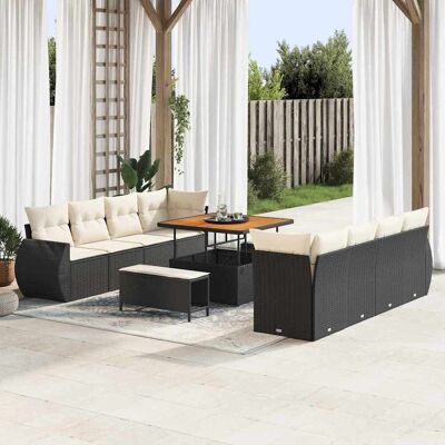 vidaXL Garten-Sofa-Set mit Speicher 11 pcs Schwarz Poly Rattan - Schwarz vidaXL Garten-Sofa-Set mit Speicher 11 pcs Schwarz Poly Rattan - Schwarz