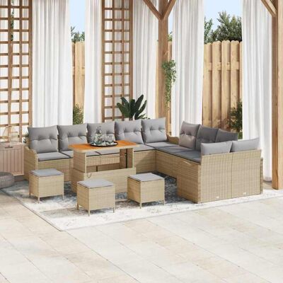 vidaXL Garten-Sofa-Set mit Kissen 14 pcs Beige und Hellgrau - Beige vidaXL Garten-Sofa-Set mit Kissen 14 pcs Beige und Hellgrau - Beige