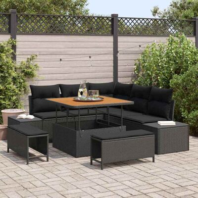vidaXL Gartensofa-set mit Kissen 8 pcs Schwarz Poly Rattan - Schwarz vidaXL Gartensofa-set mit Kissen 8 pcs Schwarz Poly Rattan - Schwarz