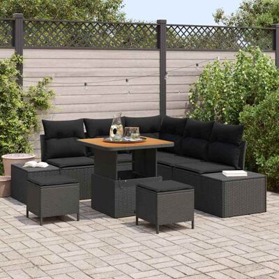 vidaXL Gartensofa-set mit Kissen 8 pcs Schwarz Poly Rattan - Schwarz vidaXL Gartensofa-set mit Kissen 8 pcs Schwarz Poly Rattan - Schwarz