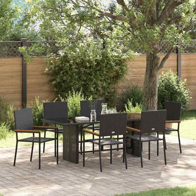 vidaXL Garten Essgruppe 7 pcs Schwarz Poly-Rattan - Schwarz vidaXL Garten Essgruppe 7 pcs Schwarz Poly-Rattan - Schwarz