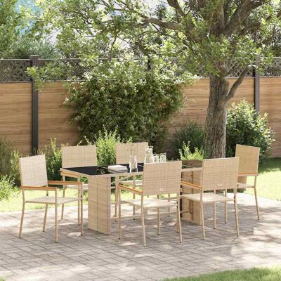 vidaXL Garten Essgruppe 7 pcs Beige Poly-Rattan - Beige vidaXL Garten Essgruppe 7 pcs Beige Poly-Rattan - Beige