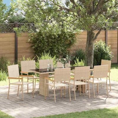 vidaXL Garten Essgruppe 9 pcs Beige Poly-Rattan - Beige vidaXL Garten Essgruppe 9 pcs Beige Poly-Rattan - Beige