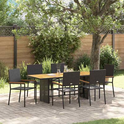 vidaXL Garten Essgruppe 7 pcs Schwarz Poly-Rattan - Schwarz vidaXL Garten Essgruppe 7 pcs Schwarz Poly-Rattan - Schwarz
